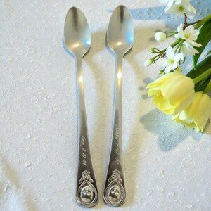 Vintage Oneida GERBER Straight Handle Infant Feeding Spoons Set of 2